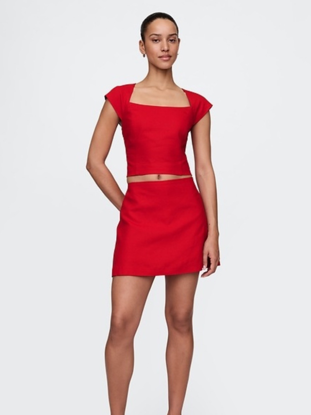 GAP Red Linen-Blend Mini Skort